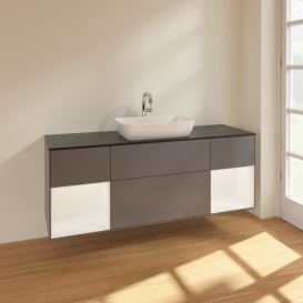 Тумба під раковину Villeroy & Boch Finion 160х50,1 см із підсвічуванням МДФ антрацит матовий лак/скло чорне матове F862MTGK