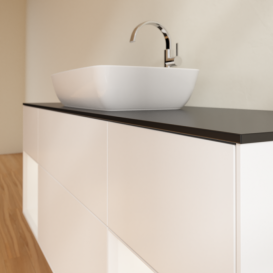 Тумба під раковину Villeroy & Boch Finion 160х50,1 см із підсвічуванням МДФ білий матовий лак/скло чорне матове F862MTMT