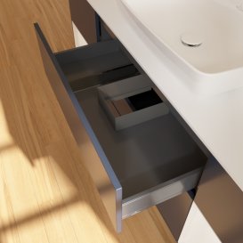 Тумба под раковину Villeroy & Boch Finion 160х50,1 см с подсветкой МДФ темно-синий матовый лак/стекло белое матовое F861GFHG