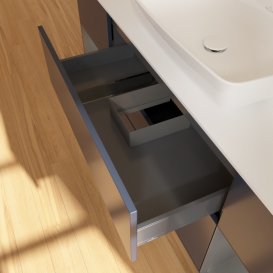 Тумба під раковину Villeroy & Boch Finion 160х50,1 см із підсвічуванням МДФ темно-синій матовий лак/скло біле матове F861GKHG