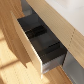 Тумба під раковину Villeroy & Boch Finion 160х50,1 см із підсвічуванням МДФ шпон дуба/скло біле матове F861GKPC