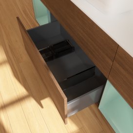 Тумба под раковину Villeroy & Boch Finion 160х50,1 см с подсветкой МДФ шпон грецкого ореха/стекло белое матовое F861GMGN