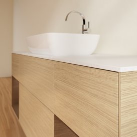 Тумба под раковину Villeroy & Boch Finion 160х50,1 см с подсветкой МДФ шпон дуба/стекло белое матовое F861GNPC