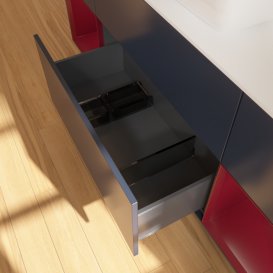 Тумба под раковину Villeroy & Boch Finion 160х50,1 см с подсветкой МДФ темно-синий матовый лак/стекло белое матовое F861HBHG