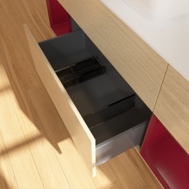 Тумба под раковину Villeroy & Boch Finion 160х50,1 см с подсветкой МДФ шпон дуба/стекло белое матовое F861HBPC