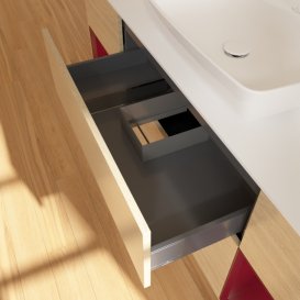 Тумба под раковину Villeroy & Boch Finion 160х50,1 см с подсветкой МДФ шпон дуба/стекло белое матовое F861HBPC