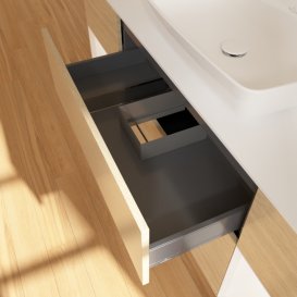 Тумба під раковину Villeroy & Boch Finion 160х50,1 см із підсвічуванням МДФ шпон дуба/скло біле матове F861MTPC