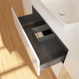 Тумба под раковину Villeroy & Boch Finion 160х50,1 см с подсветкой МДФ глянцевый белый лак/стекло белое матовое F861PCGF