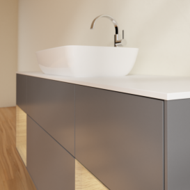 Тумба під раковину Villeroy & Boch Finion 160х50,1 см з підсвічуванням антрацит матовий лак/скло біле матове F861PCGK