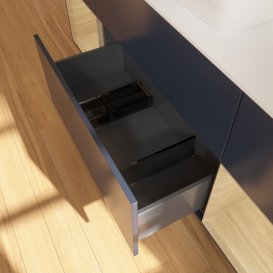 Тумба под раковину Villeroy & Boch Finion 160х50,1 см с подсветкой МДФ темно-синий матовый лак/стекло белое матовое F861PCHG