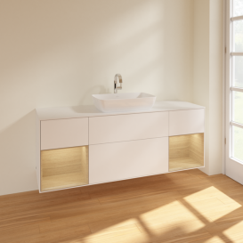 Тумба под раковину Villeroy & Boch Finion 160х50,1 см с подсветкой МДФ белый матовый лак/стекло белое матовое F861PCMT