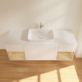 Тумба под раковину Villeroy & Boch Finion 160х50,1 см с подсветкой МДФ белый матовый лак/стекло белое матовое F861PCMT