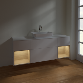 Тумба под раковину Villeroy & Boch Finion 160х50,1 см с подсветкой МДФ белый матовый лак/стекло белое матовое F861PCMT