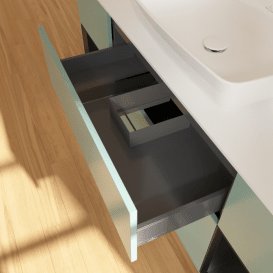 Тумба під раковину Villeroy & Boch Finion 160х50,1 см із підсвічуванням МДФ оливковий матовий лак/скло біле матове F861PDGM