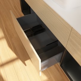 Тумба под раковину Villeroy & Boch Finion 160х50,1 см с подсветкой МДФ шпон дуба/стекло белое матовое F861PDPC