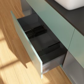 Тумба под раковину Villeroy & Boch Finion 160х50,1 см с подсветкой МДФ оливковый матовый лак/стекло черное матовое F862GKGM