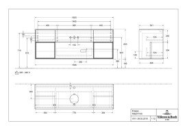 Тумба під раковину Villeroy & Boch Finion 160х50,1 см із підсвічуванням МДФ темно-синій матовий лак/скло чорне матове F862GMHG