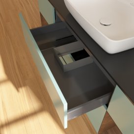 	Тумба под раковину Villeroy & Boch Finion 160х50,1 см с подсветкой МДФ оливковый матовый лак/стекло черное матовое F862GNGM