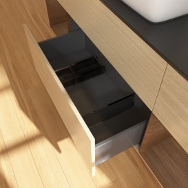 Тумба под раковину Villeroy & Boch Finion 160х50,1 см МДФ шпон дуба/стекло черное матовое F862GNPC