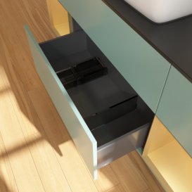 Тумба под раковину Villeroy & Boch Finion 160х50,1 см МДФ оливковый матовый лак/стекло черное матовое F862HFGM