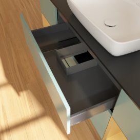 Тумба под раковину Villeroy & Boch Finion 160х50,1 см МДФ оливковый матовый лак/стекло черное матовое F862HFGM