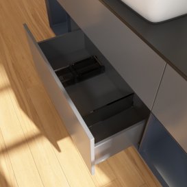 Тумба под раковину Villeroy & Boch Finion 160х50,1 см с подсветкой МДФ антрацит матовый лак/стекло черное матовое F862HGGK