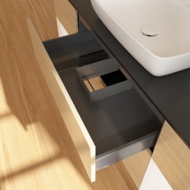 Тумба под раковину Villeroy & Boch Finion 160х50,1 см МДФ шпон дуба/стекло черное матовое F862MTPC