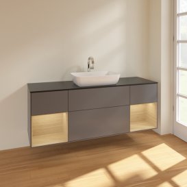 Тумба під раковину Villeroy & Boch Finion 160х50,1 см з підсвіткою МДФ антрацит матовий лак/скло чорне матове F862PCGK