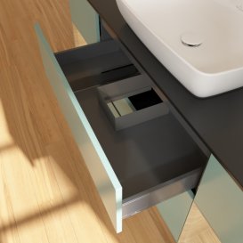 Тумба под раковину Villeroy & Boch Finion 160х50,1 см с подсветкой МДФ оливковый матовый лак/стекло черное матовое F862PCGM