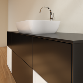 Тумба під раковину Villeroy & Boch Finion 160х50,1 см із підсвічуванням МДФ чорний матовий лак/скло чорне матове G862GFPD