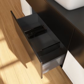 Тумба під раковину Villeroy & Boch Finion 160х50,1 см із підсвічуванням МДФ чорний матовий лак/скло чорне матове G862GFPD