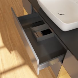 Тумба під раковину Villeroy & Boch Finion 160х50,1 см із підсвічуванням МДФ антрацит матовий лак/скло чорне матове G862HFGK