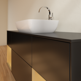 Тумба під раковину Villeroy & Boch Finion 160х50,1 см із підсвічуванням МДФ чорний матовий лак/скло чорне матове G862HFPD