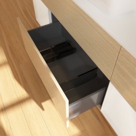 Тумба під раковину Villeroy & Boch Finion 160х50,1 см із підсвічуванням МДФ шпон дуба/скло біле матове G861GFPC