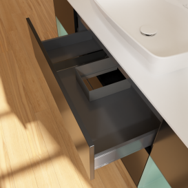 Тумба під раковину Villeroy & Boch Finion 160х50,1 см із підсвічуванням МДФ чорний матовий лак/скло біле матове G861GMPD