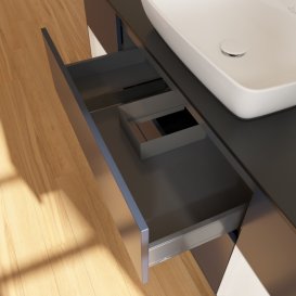 Тумба под раковину Villeroy & Boch Finion 160х50,1 см с подсветкой МДФ темно-синий матовый лак/стекло черное матовое G862GFHG