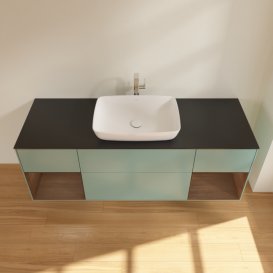 Тумба под раковину Villeroy & Boch Finion 160х50,1 см МДФ оливковый матовый лак/стекло черное матовое G862GNGM