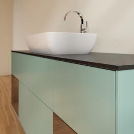 Тумба под раковину Villeroy & Boch Finion 160х50,1 см МДФ оливковый матовый лак/стекло черное матовое G862GNGM