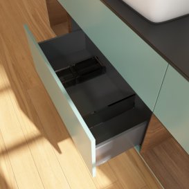 Тумба под раковину Villeroy & Boch Finion 160х50,1 см МДФ оливковый матовый лак/стекло черное матовое G862GNGM