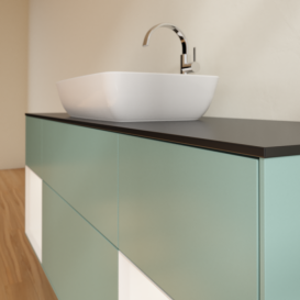 Тумба под раковину Villeroy & Boch Finion 160х50,1 см с подсветкой МДФ оливковый матовый лак/стекло черное матовое G862MTGM