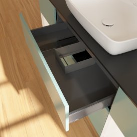 Тумба под раковину Villeroy & Boch Finion 160х50,1 см с подсветкой МДФ оливковый матовый лак/стекло черное матовое G862MTGM