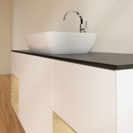 Тумба под раковину Villeroy & Boch Finion 160х50,1 см с подсветкой МДФ белый матовый лак/стекло черное матовое G862PCMT