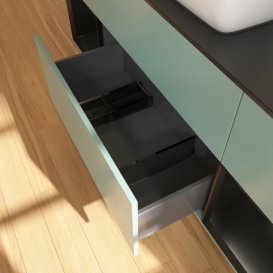 Тумба під раковину Villeroy & Boch Finion 160х50,1 см із підсвічуванням МДФ оливковий матовий лак/скло чорне матове G862PDGM