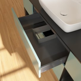 Тумба під раковину Villeroy & Boch Finion 160х50,1 см із підсвічуванням МДФ оливковий матовий лак/скло чорне матове G862PDGM