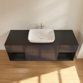 Тумба под раковину Villeroy & Boch Finion 160х50,1 см с подсветкой МДФ темно-синий матовый лак/стекло черное матовое G862PDHG