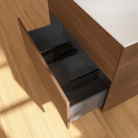 Тумба под раковину Villeroy & Boch Finion 80х50,1 см МДФ шпон грецкого ореха/стекло белое матовое F87100GN