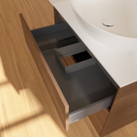 Тумба под раковину Villeroy & Boch Finion 80х50,1 см МДФ шпон грецкого ореха/стекло белое матовое F87100GN