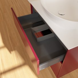 Тумба под раковину Villeroy & Boch Finion 80х50,1 см МДФ пион матовый лак/стекло белое матовое F87100HB