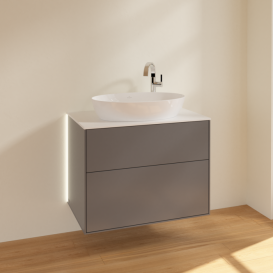 Тумба під раковину Villeroy & Boch Finion 80х50,1 см з підсвічуванням антрацит матовий лак/скло біле матове G87100GK