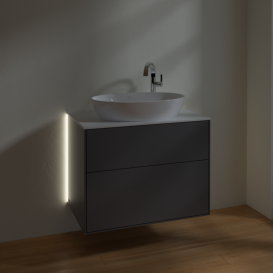 Тумба під раковину Villeroy & Boch Finion 80х50,1 см з підсвічуванням антрацит матовий лак/скло біле матове G87100GK